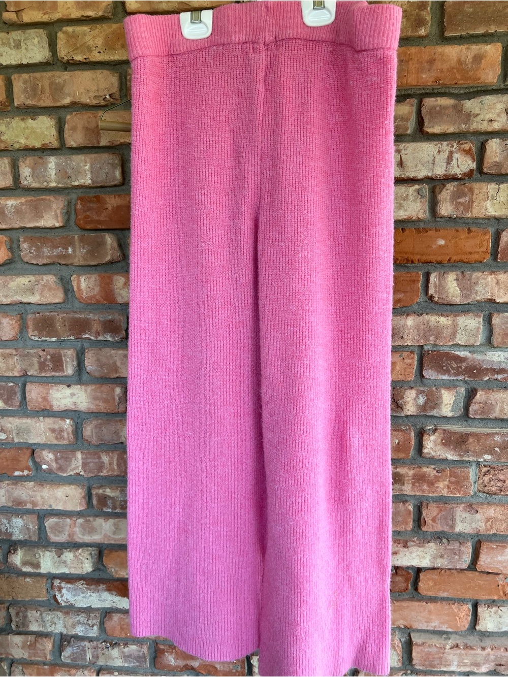 Pink Lily Ribbed Knit Wide-Leg Pants in Bubblegum Pink size xl